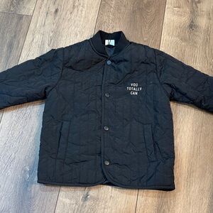 Zara Black Quilted Jacket with Motivational Text